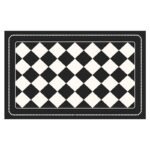 Black Checkered Design Loofah Texture Shower Mat (50x80cm) - Non-Slip PVC Bathroom Floor Mat, Quick-Draining, Anti-Mould & Massage Pad