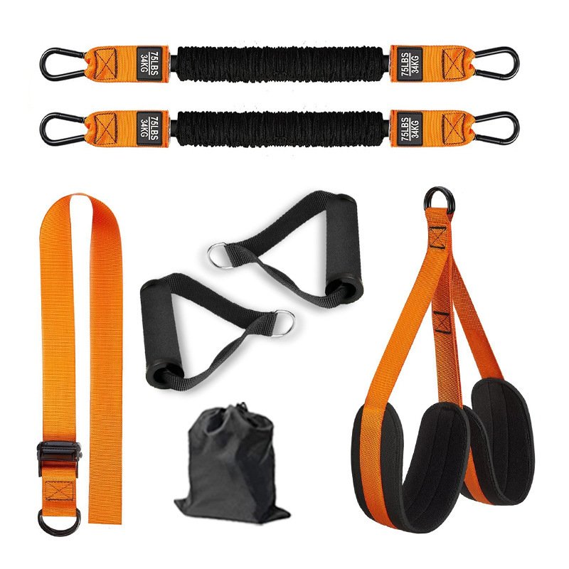 V888-ELOSUNG39360-202510281156-00 Orange (150lb)Heavy Duty Pull-Up Assist Strap System With Foam Handles - Adjustable Resistance Trainer for Pull-Ups and Home Gym Workouts - Image 1