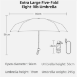 Black Ultra-Compact 5-Fold Waterproof All-Weather Umbrella for Women - Heart Pattern, Black Glue UV Protection, 8-Rib Frame,  Portable Capsule Parasol - Image 2