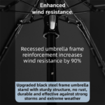 Black Ultra-Compact 5-Fold Waterproof All-Weather Umbrella for Women - Heart Pattern, Black Glue UV Protection, 8-Rib Frame,  Portable Capsule Parasol - Image 6