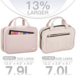 Pink Large Capacity Hanging Toiletry Bag for Women(30.5 x 22.5 x 12 cm) - Checked Pattern Waterproof Cosmetic Organizer, Dry/Wet Separation & Multi-Compartment - Image 2