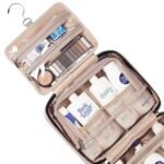 Pink Large Capacity Hanging Toiletry Bag for Women(30.5 x 22.5 x 12 cm) - Checked Pattern Waterproof Cosmetic Organizer, Dry/Wet Separation & Multi-Compartment - Image 4