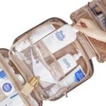 Light Blue Large Capacity Hanging Toiletry Bag for Women(30.5 x 22.5 x 12 cm) - Checked Pattern Waterproof Cosmetic Organizer, Dry/Wet Separation & Multi-Compartment - Image 5