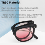 Ultra-Light Foldable TR Sunglasses for Women with Storage Bag - 15Â° Adjustable Temples & Premium Hinges, UV Protection (Black Frame/Grey Lenses) - Image 2