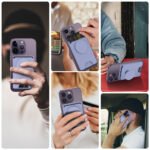 2-Pack 2-in-1 Black Magnetic Card Wallet Integrated Pop Airbag Stand(9.5x6x0.8 CM) - Including Magnetic Ring, for MagSafe Compatible iPhone 14/13/12 Series & Standard Phone Cases - Image 2