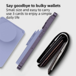 2-Pack 2-in-1 Black Magnetic Card Wallet Integrated Pop Airbag Stand(9.5x6x0.8 CM) - Including Magnetic Ring, for MagSafe Compatible iPhone 14/13/12 Series & Standard Phone Cases - Image 4