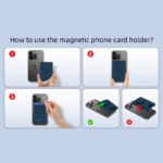 2-Pack 2-in-1 Black Magnetic Card Wallet Integrated Pop Airbag Stand(9.5x6x0.8 CM) - Including Magnetic Ring, for MagSafe Compatible iPhone 14/13/12 Series & Standard Phone Cases - Image 7