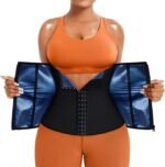 Blue Silver Ion Sauna Waist Trainer for Women(Size 3XL) - 2-in-1 Zipper and Hook/Eye Sweat-Wicking Sports Girdle, Postpartum Fitness Shapewear