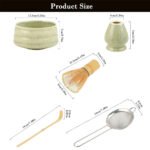 Pink Ceremony 4-Piece Matcha Ceramic Tool Set - Gift Box with Whisk (Chasen), Whisk Holder (Chasen Kuse-Naoshi), Bowl, and Scoop - Image 2