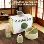 Pink Ceremony 4-Piece Matcha Ceramic Tool Set - Gift Box with Whisk (Chasen), Whisk Holder (Chasen Kuse-Naoshi), Bowl, and Scoop - Image 4