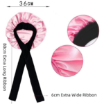 2-Pack Brown Satin Bonnet with Wide Band and Bow Tie - Hair Care Sleep Cap and Turban for Women - Image 2
