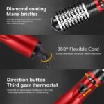 2-in-1 Red Automatic Rotating Hot Air Styler(38/50mm Curling Barrel) - Multifunctional Hair Dryer Brush, Straightener & Curler with 3 Heat Settings and 360° Bi-directional Rotation - Image 4