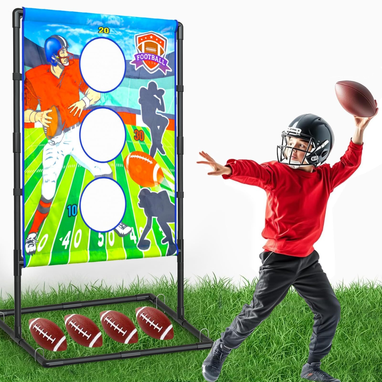 V888-ELOSUNG39744-202511181545-00 Outdoor/Indoor Portable Rugby Toss Game Set - Football Target Frame & Rugby Toss Activity Toy, Durable & Easy Assembly Sports Equipment - Image 1