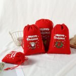 2-Pack Luxury Red Velvet Christmas Candle Gift Bag(13x18CM) - Festive Drawstring Storage Bag for Candy, Gifts & Apple Packaging - Image 3