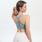 2-Pack Blue High-Support Shockproof Sports Bra(M Size) - Women's Backless Yoga Running Vest with Naked-Feel Comfort (Padded & Wire-Free) - Image 2
