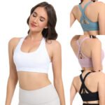2-Pack Blue High-Support Shockproof Sports Bra(M Size) - Women's Backless Yoga Running Vest with Naked-Feel Comfort (Padded & Wire-Free) - Image 3