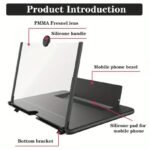 Black 20-Inch Ultra-Clear Portable Retractable HD Mobile Phone Screen Magnifier - Eye Protection Fresnel Lens Projector, with Built-in Phone Holder & Adjustable Base - Image 7