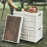 White Collapsible Medium Side-Open Storage Box with Wooden Table Top(42x28x23CM) - Car Trunk Organiser for Australian Camping & Home Use - Image 6