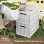 Green Collapsible Medium Side-Open Storage Box with Wooden Table Top(42x28x23CM) - Car Trunk Organiser for Australian Camping & Home Use - Image 2