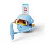 Blue smart Drawing & Learning Robot Toy with 100 Cards - Drawing & Vocabulary Educational Companion for Kids, Quick Card-Insert Recognition
