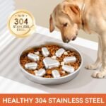 2-Pack Reversible Heavy-Duty 304 Stainless Steel Slow Feeder Bowl(23x23x3.5CM) - Anti-Slip/Tip Pet Dish for Dogs & Cats to Prevent Bloating and Choking - Image 3