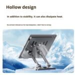 Black 360 degree Rotating Tablet & Phone Stand - Heavy-Duty Aluminum Adjustable Holder with Cooling for iPad, iPhone, and More - Image 2