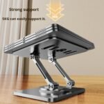Black 360 degree Rotating Tablet & Phone Stand - Heavy-Duty Aluminum Adjustable Holder with Cooling for iPad, iPhone, and More - Image 4