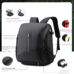 White and black Multi-functional Sports Backpack for Men & Women - Waterproof Basketball, Badminton, Tennis & Soccer Bag with Shoe Compartment + Net - Image 2