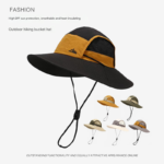 White Quick-Dry Sun Protection Bucket Hat for Men - Breathable Outdoor Hiking & Fishing Cap with Wide Brim - Image 2