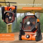 Black Portable Outdoor Camping Fan with LED Light - Rechargeable USB Tent Fan for Australia - Image 5