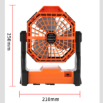 Black Portable Outdoor Camping Fan with LED Light - Rechargeable USB Tent Fan for Australia - Image 6