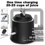 Green Portable Blender 600ml Personal Smoothie Maker USB Rechargeable Juicer Cup with 6 Stainless Steel Blades 4000mAh Battery for Gym Travel and Camping - Image 4