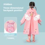 Yellow dinosaur  Kids Waterproof Raincoat with Expandable Backpack Slot Hooded Rain Jacket for Boys & Girls School & Outdoor(size:L) - Image 4