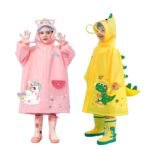 Yellow dinosaur  Kids Waterproof Raincoat with Expandable Backpack Slot Hooded Rain Jacket for Boys & Girls School & Outdoor(size:L) - Image 5