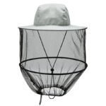 Grey Outdoor Fishing Hat with Mesh Head Net Sun Protection Bucket Cap Anti-Mosquito Fly Guard for Gardening Hiking & Beekeeping