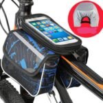Blue Bicycle Top Tube Frame Bag with Detachable Touch Screen Phone Holder Waterproof Double Pouch Cycling Saddle Bag for Mountain Bikes - Image 2
