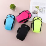 Green Sports Running Armband Bag Water Resistant Phone Pouch with Dual Zipper Pockets Earphone Hole for Gym Jogging Cycling Fits 6.5 Inch Smartphones - Image 2