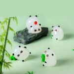 5-PCS Transparent bamboo Cute Glow in the Dark Panda Figurines Resin Miniature Ornaments for DIY Fairy Gardens and Micro Landscapes - Image 2
