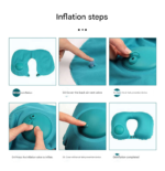 2-PCS Rose red Inflatable Travel Neck Pillow Press to Inflate U-Shape Soft Flocking Support Cushion for Airplane Car & Camping Portable Air Pump Design - Image 5