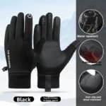 Grey Winter Thermal Gloves for Men Outdoor Cycling Driving Waterproof Touch Screen Warm Fleece Lining Anti-Slip(Size:L) - Image 2