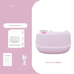 Pink Electric Nail Clipper and Grinder 2-in-1 Automatic Nail Trimmer with LED Light Rechargeable Manicure Tool for Babies Adults and Seniors