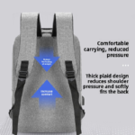 Blue 3 Piece Mens Backpack Set with Sling Bag and Pouch USB Charging Port Large Capacity Laptop Daypack Water Resistant Business Travel School Bag - Image 6