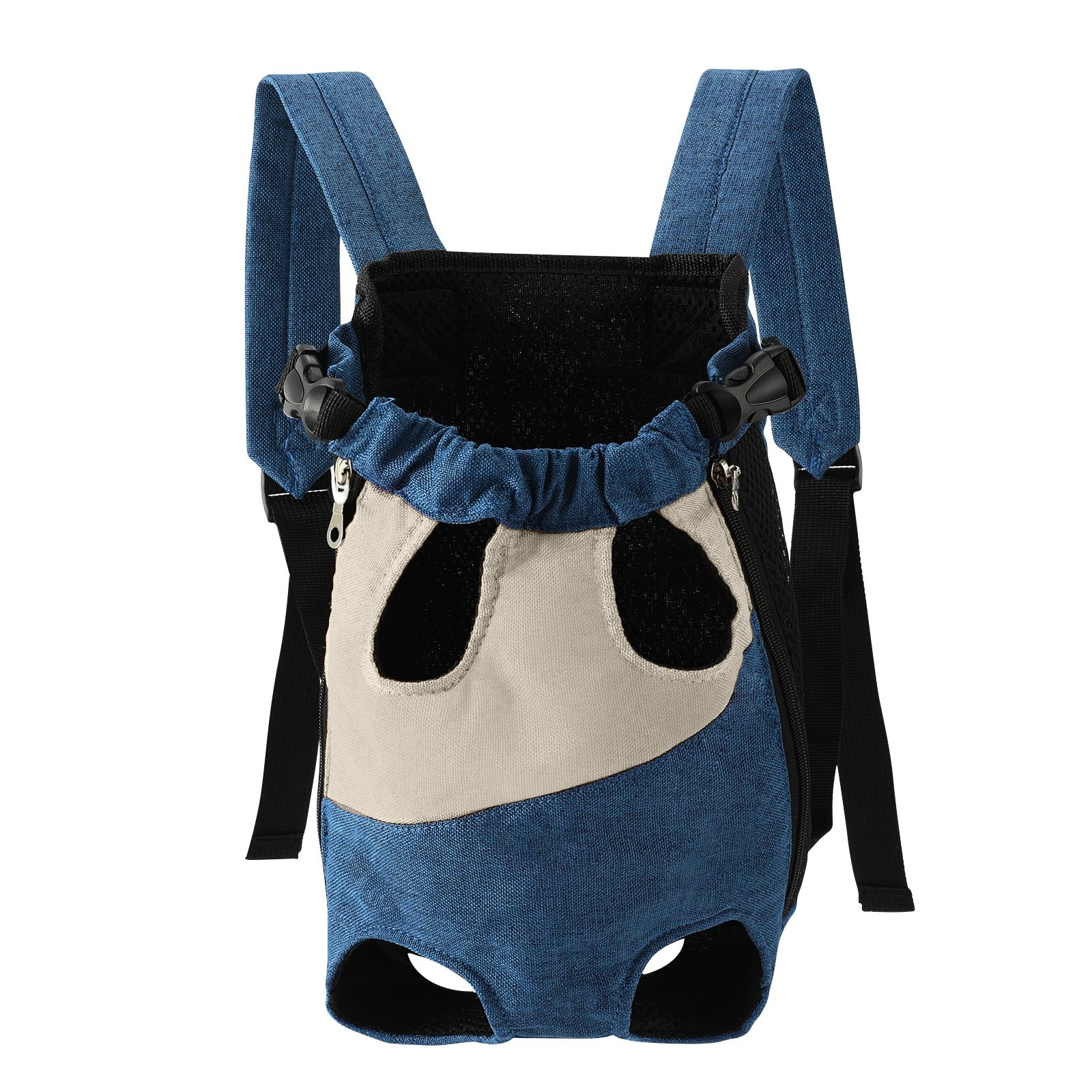 V888-ELOSUNG40706-202512101545-00 Blue and white two-tone style Pet Carrier Backpack Front Chest Pack Legs Out Breathable Mesh for Small Dogs Cats Hiking Travel Hands Free Adjustable Design(Size:M) - Image 1