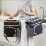 Grey Dual Layer Insulated Lunch Bag 12L Large Capacity Cooler Tote with Adjustable Strap Leakproof Thermal Food Carrier for Work Picnic and Camping - Image 3