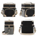 Grey Dual Layer Insulated Lunch Bag 12L Large Capacity Cooler Tote with Adjustable Strap Leakproof Thermal Food Carrier for Work Picnic and Camping - Image 4