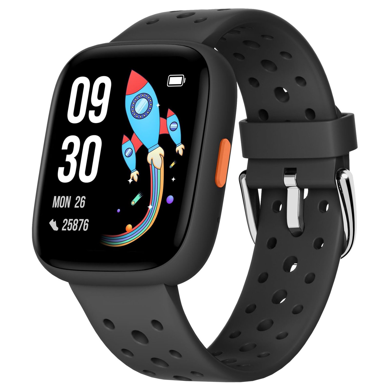 V888-ELOSUNG40778-202512161345-00 Black Kids Smart Watch Fitness Tracker with Pedometer Heart Rate Monitor and 14 Sport Modes IP68 Waterproof Watch for Boys and Girls - Image 1