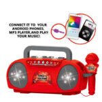 Blue Kids Portable Singing Machine Karaoke Boombox Toy with Microphone Flashing Lights and MP3 Music Player for Boys and Girls - Image 3