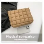 Green leopard print Puffer Makeup Bag Quilted Pouch Cosmetic Organizer Bag Soft Nylon Travel Toiletry Bag Zipper Handbag for Women - Image 4