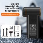 Beige 4-in-1 Car Vacuum Cleaner and Tyre Inflator Portable Cordless Air Pump with LED Light and Digital Pressure Gauge - Image 4