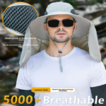 Navy blue UPF 50+ Sun Protection Fishing Hat Wide Brim Neck Flap Quick Dry Bucket Hat for Outdoor Hiking and Gardening - Image 2